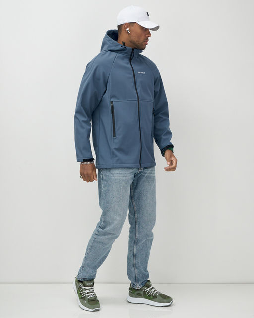 Ветровка спортивная мужская с капюшоном softshell синего цвета 9563S - Mtforce фото 4