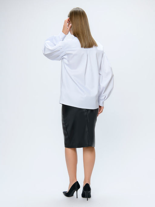 УЦЕНКА. Блуза белая с пышными рукавами и отложным воротником - 1001dress фото 3