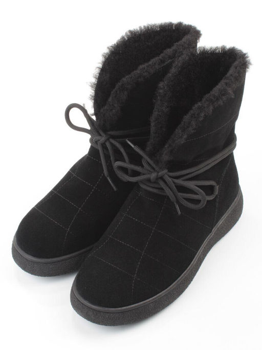 04-PAL271-1Z BLACK Ботинки зимние женские (натуральная замша, 100% шерсть, натуральный мех)