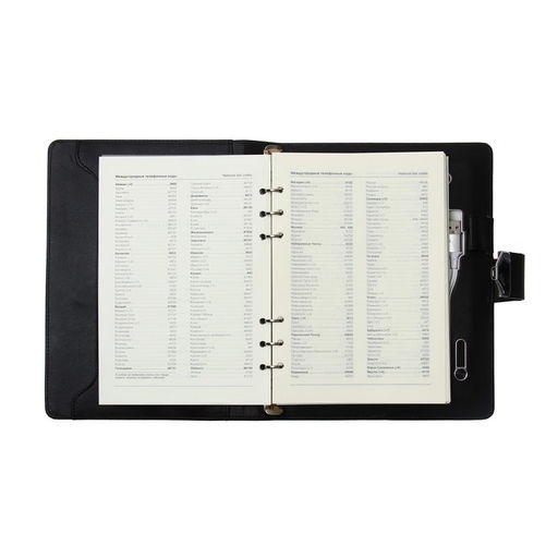 Органайзер на кольцах А5, 140 листов, в клетку, с ручкой, сканером пальца, зарядкой в подарочной коробке, обложка ПВХ, чёрный - Simaland фото 7