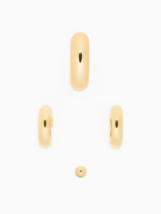 Серьги и кафф QF Бублики трио, набор 4 шт. цвет золото  фото 2