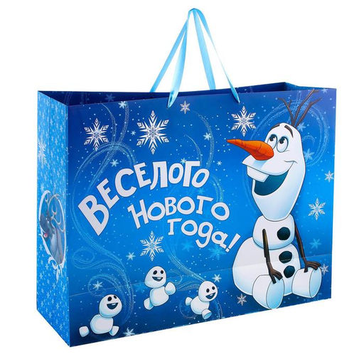 Пакет подарочный новогодний, 61×46×20 см, упаковка, Холодное сердце