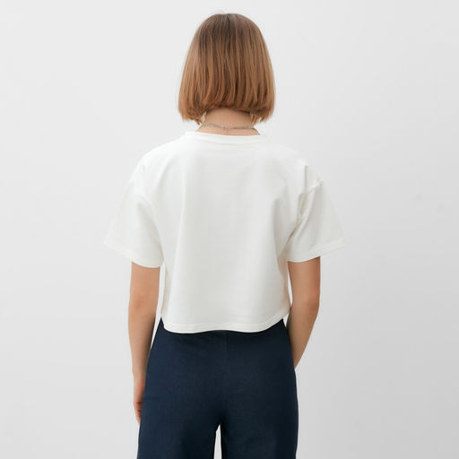 Футболка укороченная женская MINAKU OVERSIZE FIT, экрю, размер 42