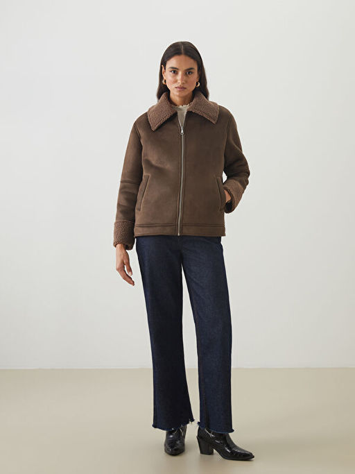 K?rk Yaka Oversize Kad?n S?et G?r?n?ml? Mont