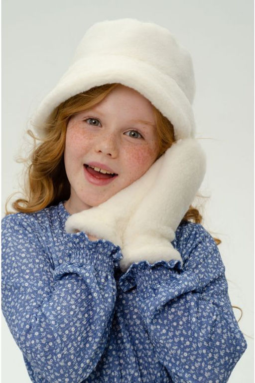 Варежки детские меховые ваниль