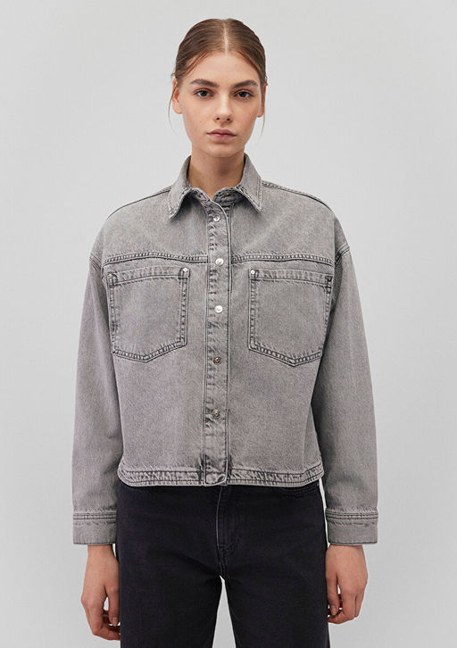 Pia Iconic Gri Denim Jean Gomlek - Mavi фото 4