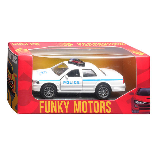 Белая с синей полосой инерционная машинка полицейская die-cast , 1:32