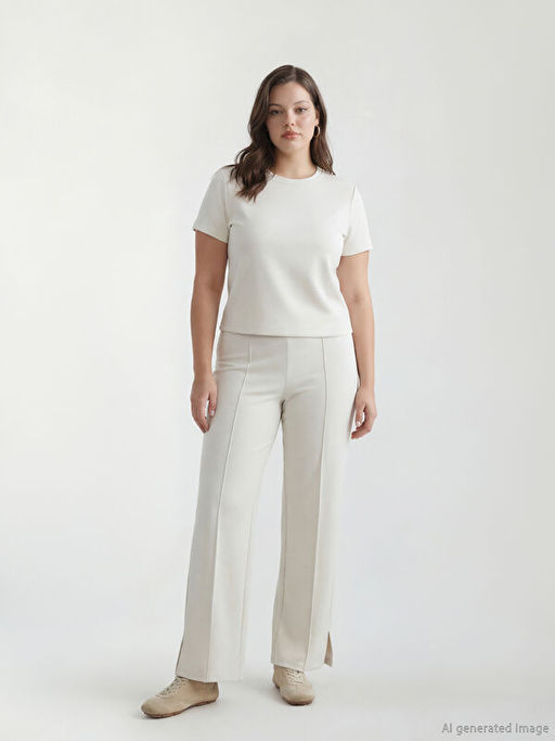 Dar Fit Pa?as? Y?rtma?l? Kad?n Pantolon