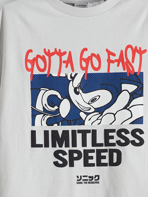 Bisiklet Yaka Sonic Bask?l? Erkek ?ocuk Ti??rt