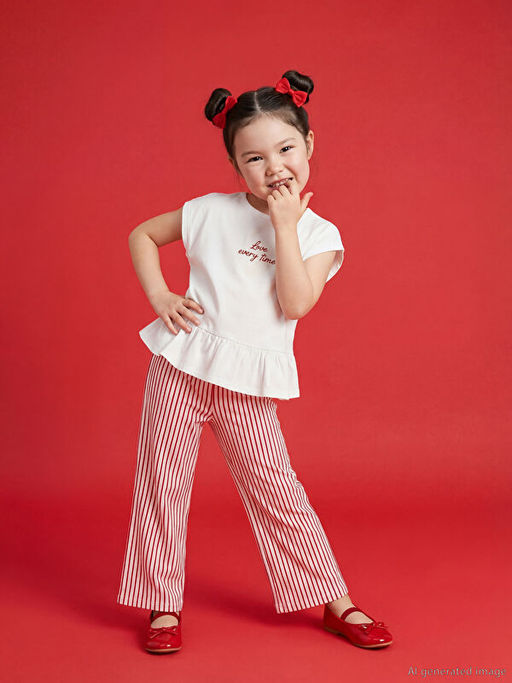 Bisiklet Yaka K?z ?ocuk Bluz ve Pantolon