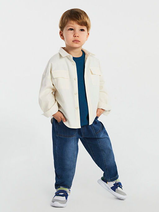 Beli Lastikli Erkek Bebek Jean Pantolon