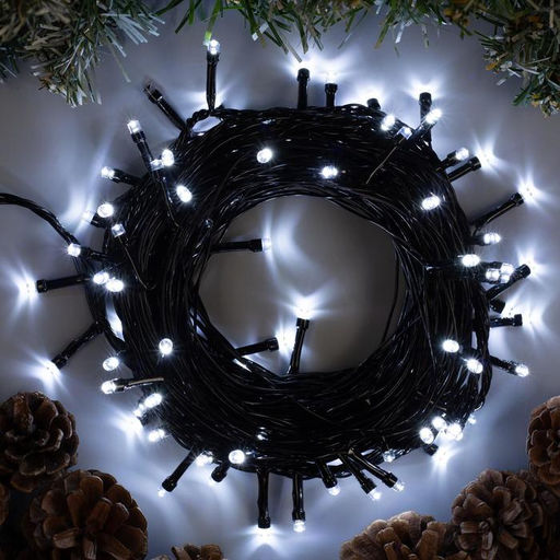 Гирлянда Нить 10 м, IP20, тёмная нить, 100 LED, 8 режимов, 220 В, свечение белое