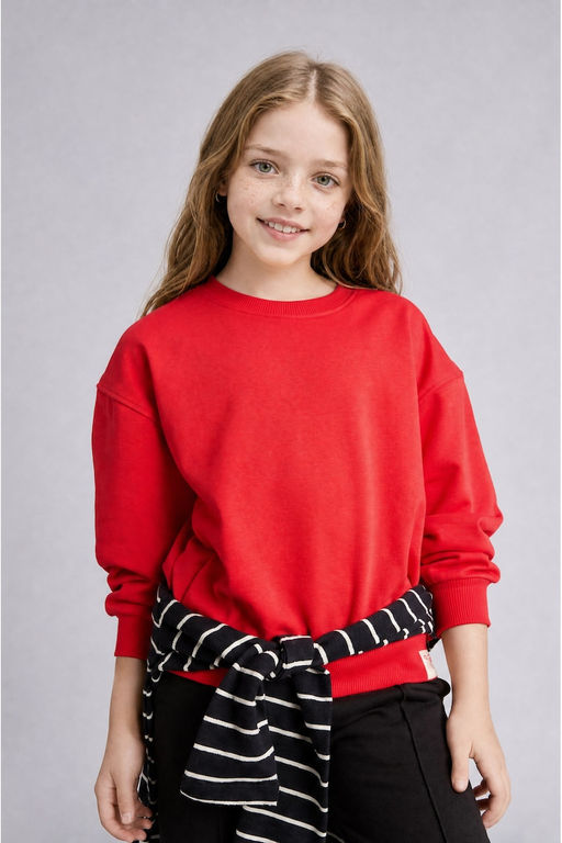 Relaxed Fit Sweatshirt K_z _ocuk - Defacto фото 3
