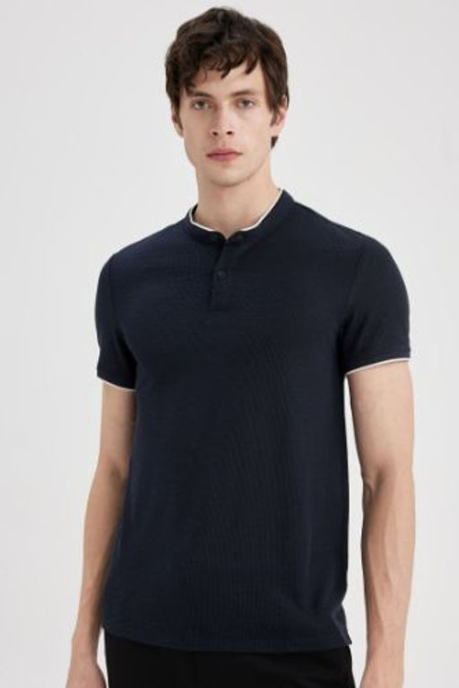 Modern Fit Dik Yaka K?sa Kollu Polo Tisort - Defacto фото 2
