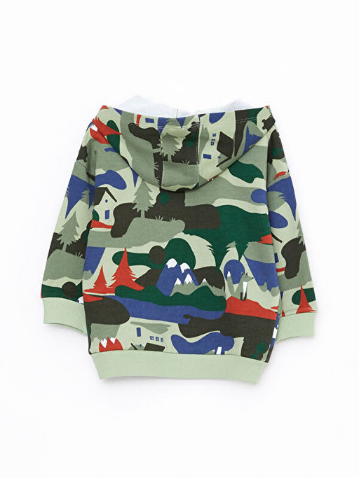 Kap??onlu Uzun Kollu Bask?l? Erkek Bebek Sweatshirt ve E?ofman Alt 2li Tak?m - Waikiki фото 2