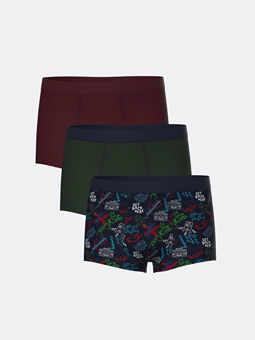 Bask?l? Erkek ?ocuk Boxer 3l?