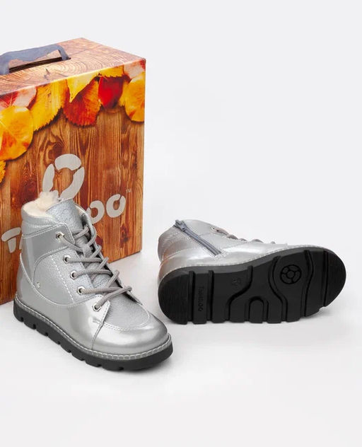 Ботинки детские шерсть 23016 кожа, ЛОНДОН серебристый - Tapiboo фото 6