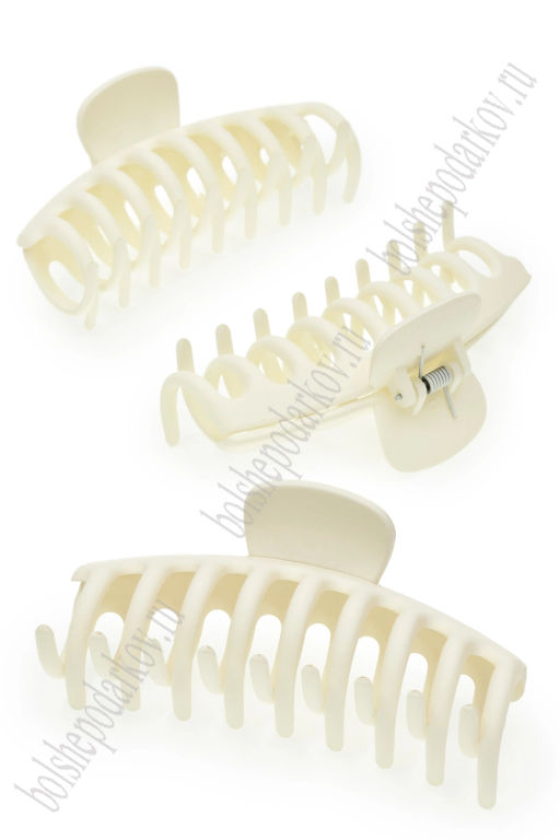 Крабики для волос матовые 10,5*4,5 см (12 шт) SF-7983, айвори