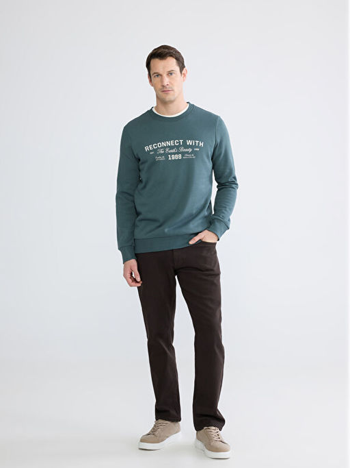 Bisiklet Yaka Erkek Kal?n Sweatshirt