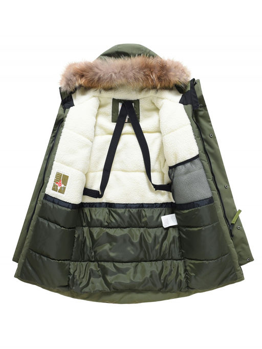 Парка зимняя подростковая для мальчика с капюшоном и мехом цвета хаки 9535Kh - Mtforce фото 10