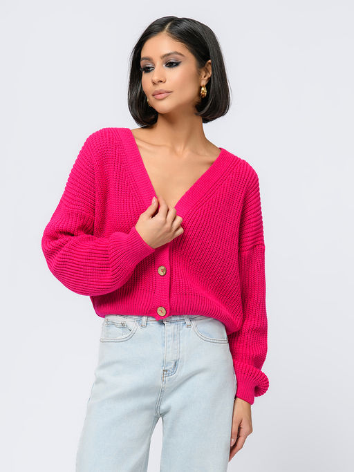 Кардиган цвета фуксии на пуговицах - 1001dress фото 2