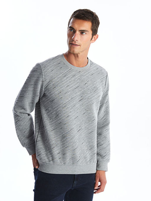Bisiklet Yaka Uzun Kollu Erkek Sweatshirt