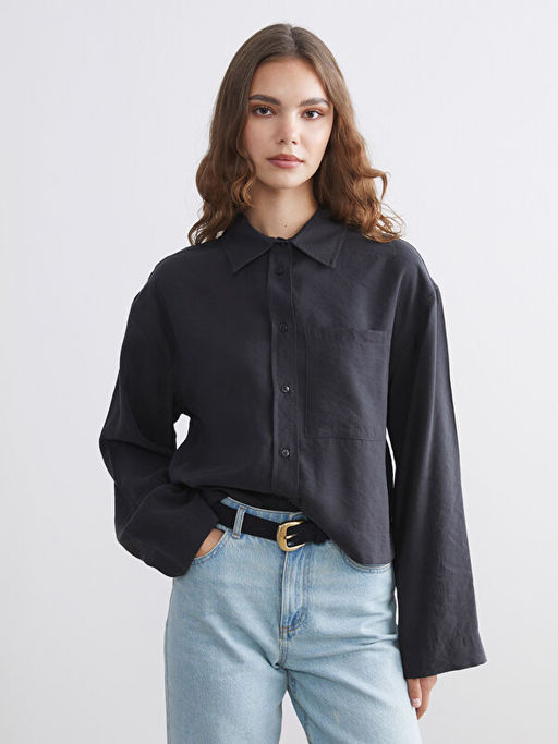 Oversize Modal Kar???ml? Kad?n G?mlek