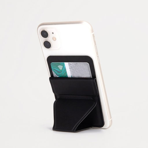 Картхолдер на телефон клеящийся, с подставкой, чёрный