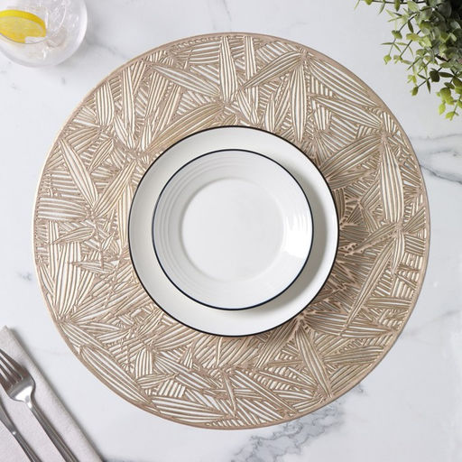 Салфетки сервировочные на стол Доляна «Листья», d=38 см, 4 шт., золотые