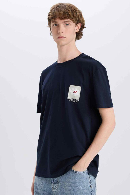 Regular Fit Bisiklet Yaka Bask?l? K?sa Kollu Tisort - Defacto фото 2