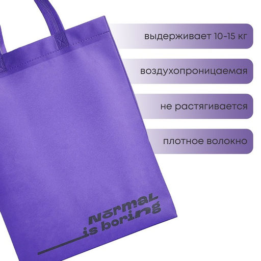 Цена за 2 шт. Сумка (пакет) шопер Normal is boring, 42х10х30 см, без подклада, фиолетовая - Nazamok фото 2