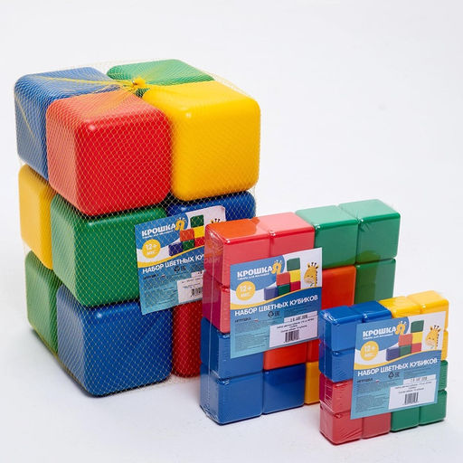 Кубики детские, пластиковые, цветные, 9 штук, 6×6 см