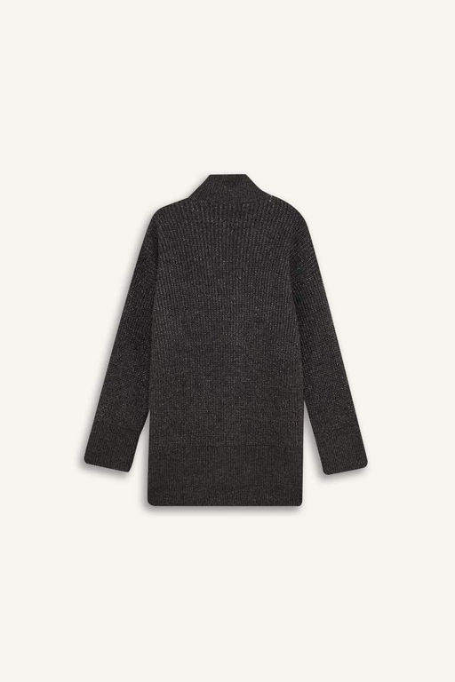 Базовый трикотажный свитер стандартного кроя с воротником-туникой - Defacto фото 14