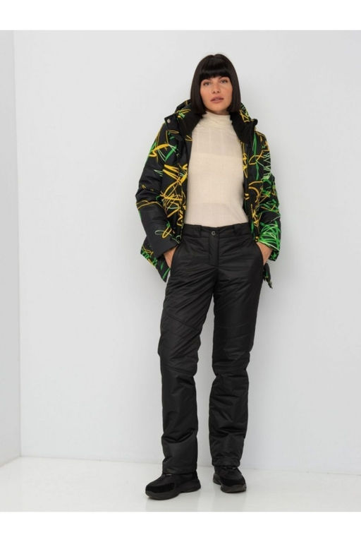 Акция -10%! М-155 Костюм зимний женский Принт черно/зеленый 56-60