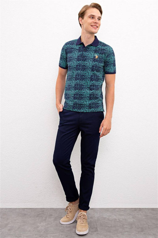 Мужская темно-синяя футболка с воротником-поло - U.s. polo assn фото 4