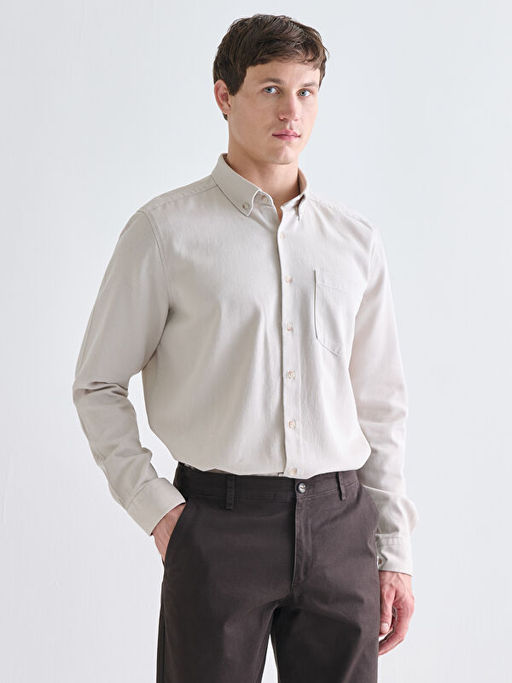 Regular Fit K?sa Kollu Gabardin Erkek G?mlek