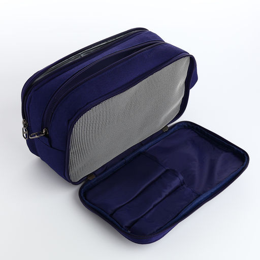 Косметичка дорожная на молнии с ручкой, с 3 отделами, Good trip, синяя - Simaland фото 3