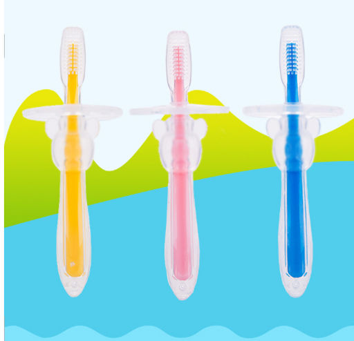 Детская силиконовая зубная щетка для первых зубов с ограничителем (1 шт.)