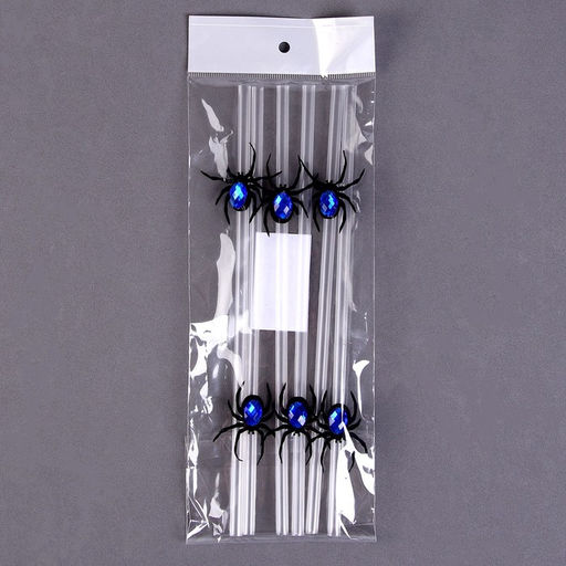 Трубочки для коктейля Паук, в наборе 6 шт., цвета МИКС - Страна карнавалия фото 4