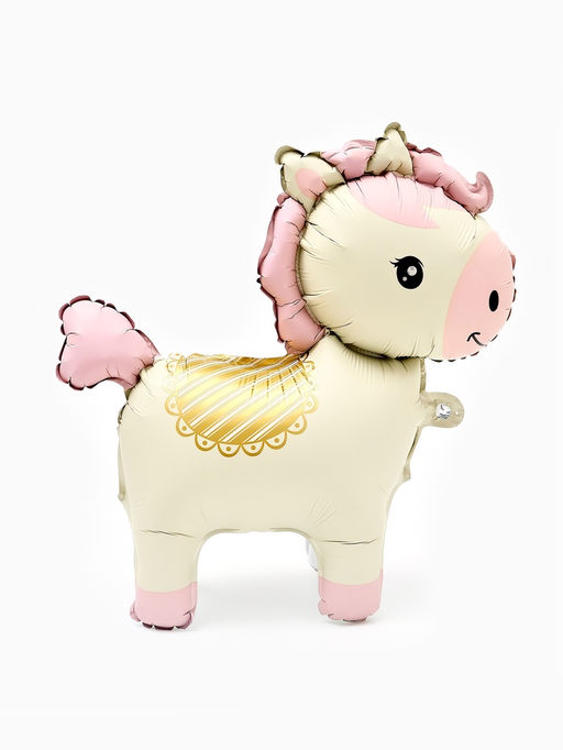 Цена за 2 шт. Воздушный шар фольгированный 3D 25" "Лошадка" цвет кремовый, под воздух