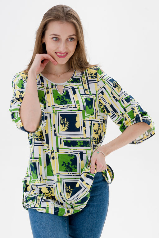 Туника женская из кулирки Полина цитрусовый микс - Амадэль фото 6