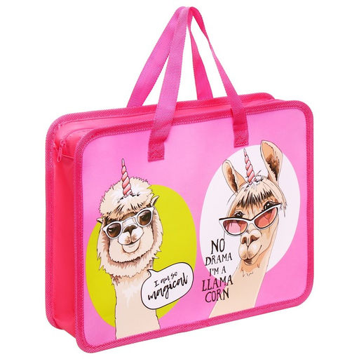 Папка с ручками пластиковая А4 Calligrata Ламы, 32,2х25,6х7 см,  фото 2