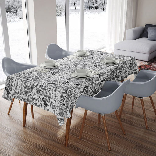 Скатерть 120х145см "Версаль белый", длина стола до 105см, на 4 персоны, рогожка (хлопок 100%) 171г/м2, упаковка классическая, пакет ПВХ 28х41см, "Домашняя мода" (Россия)