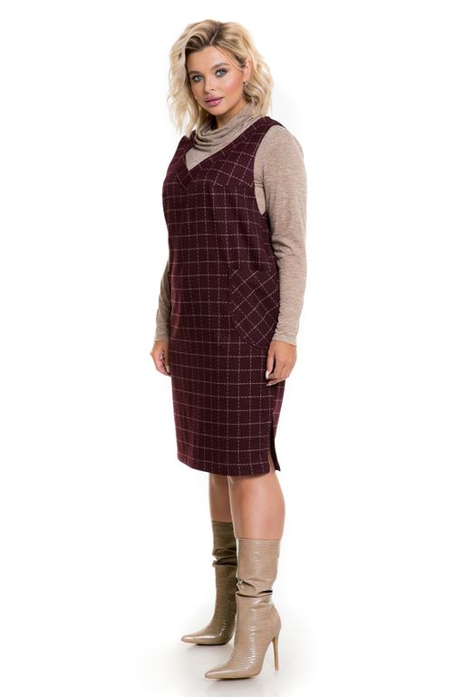 Сарафан 1183 бордовая клетка - Novita фото 4