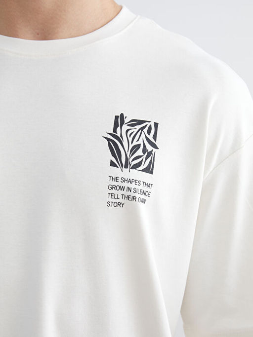 Bisiklet Yaka Bask?l? Penye Erkek Ti??rt