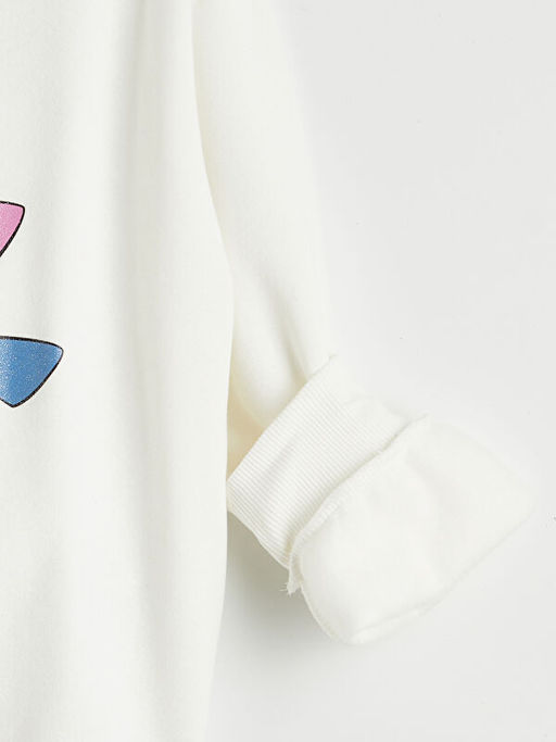 Stitch Bask?l? K?z ?ocuk Kal?n Sweatshirt