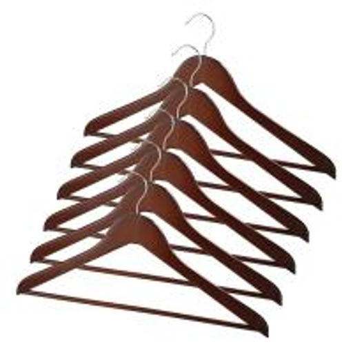 Набор вешалок дерев, 6 шт., прямых, с переклад., 44.5*23*1.2 см, кор.цвет, шт - Valiant фото 6