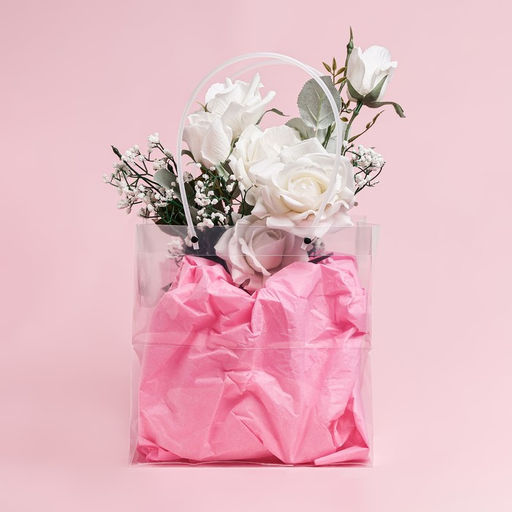 Пакет подарочный с квадратным дном, прозрачный, 25×25×25 см