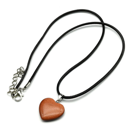 Кулон на шею из авантюрина Сердце 20*22мм на шнурке, 45см