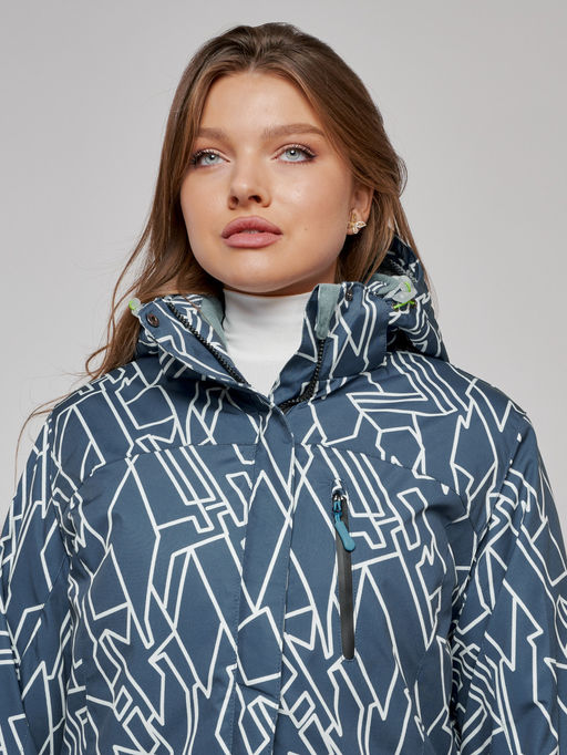 Горнолыжная куртка женская зимняя большого размера темно-серого цвета 2270-1TC - Chunmai фото 8